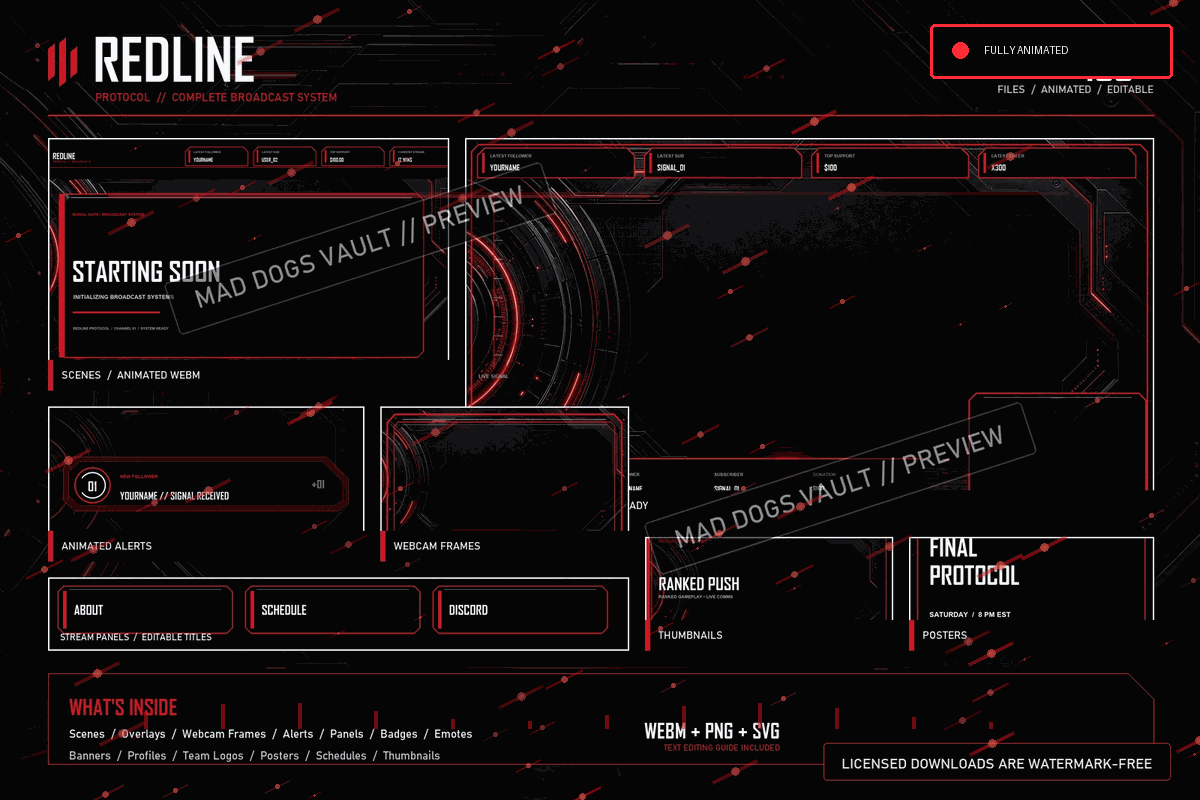 Redline Protocol Complete Stream Pack product gallery watermarked product preview